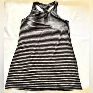 Athleta black and gray stripe racer back high neck relaxed fit tank top size XS